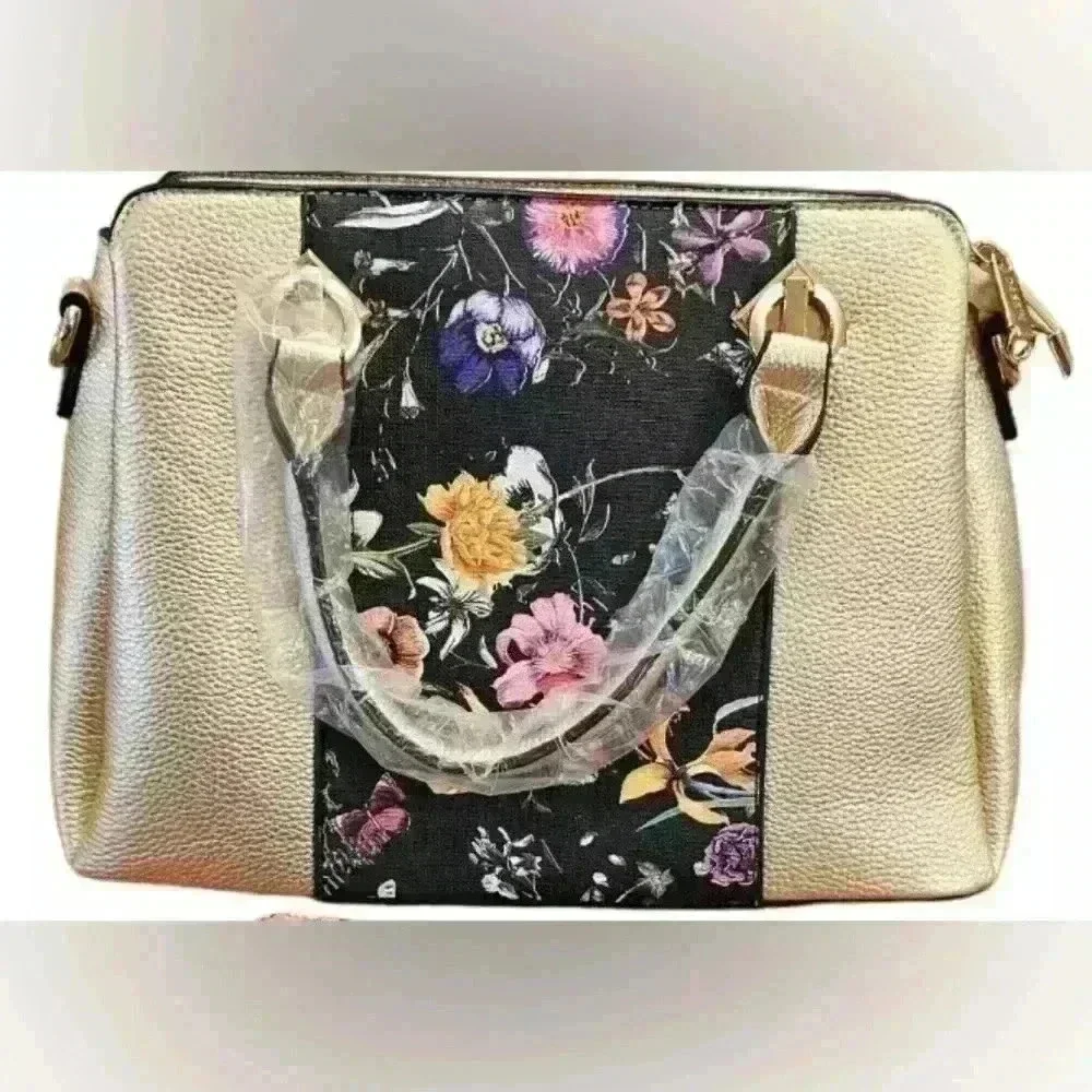 Two-Tone Dasein Floral Print Satchel NWOT